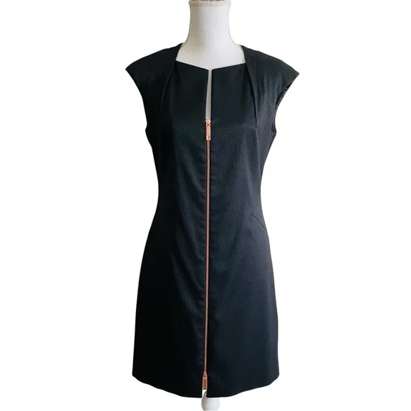Ted Baker London Black Sleeveless V-Neck Sheath Dress Size 2 - Picture 4 of 12